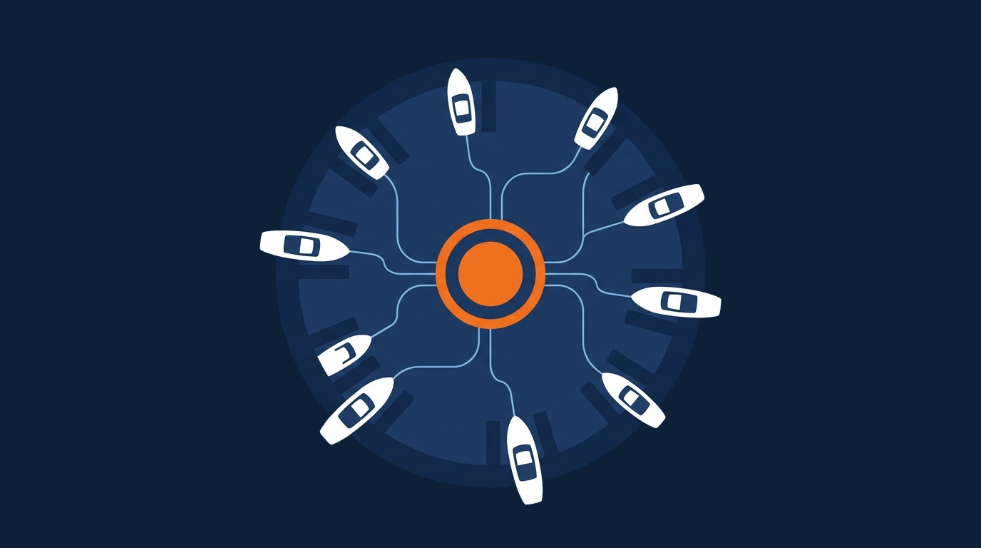 Every AI client docks at one Toolport gateway, then reaches every MCP server